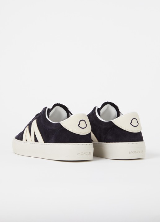 Moncler Monaco2 sneaker van suède met nubuck details - achterkant 3 donkerblauw