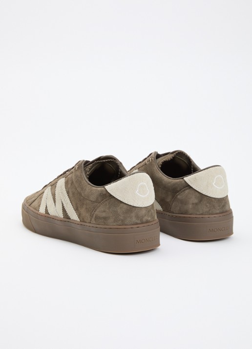 Moncler Monaco2 sneaker van suede - achterkant 5 khaki