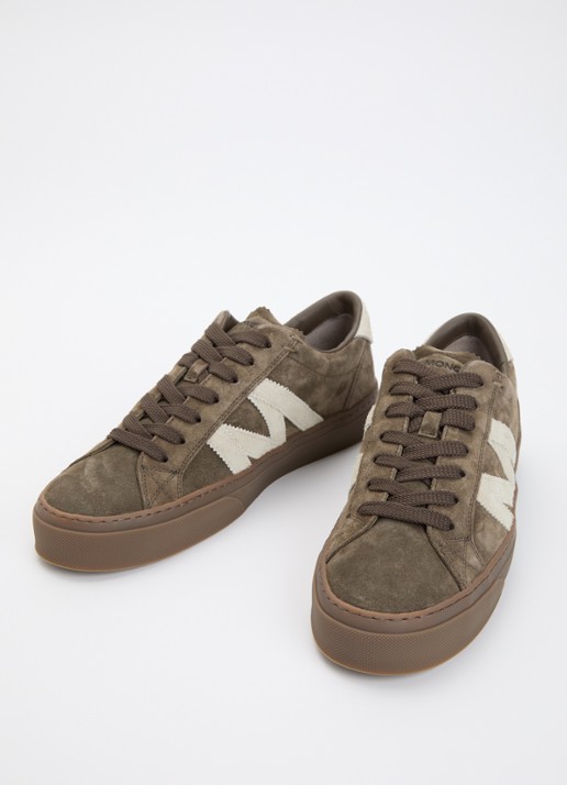 Moncler Monaco2 sneaker van suede - detail khaki