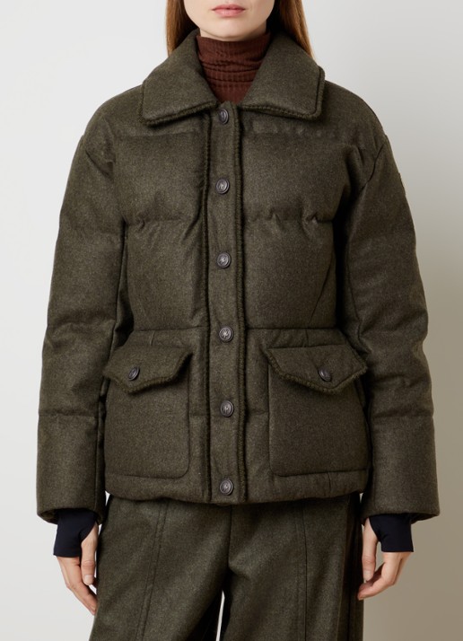 Moncler Monteain gewatteerde jas met opgestikte zakken - detail donkergroen