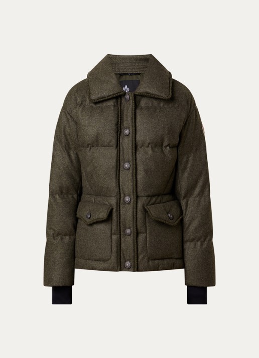 Moncler Monteain gewatteerde jas met opgestikte zakken - voorkant 5 donkergroen