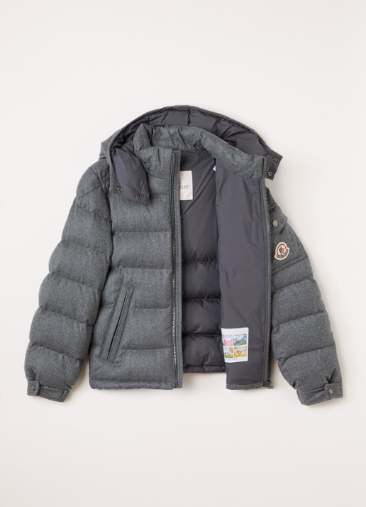 Moncler Montgenievre puffer jack van scheerwol - voorkant 3 middengrijs