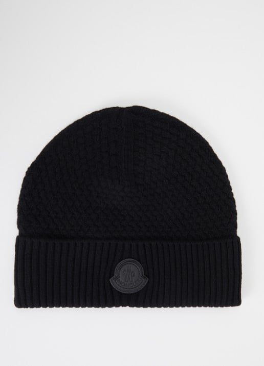 Moncler Muts in kasjmierblend   - voorkant zwart