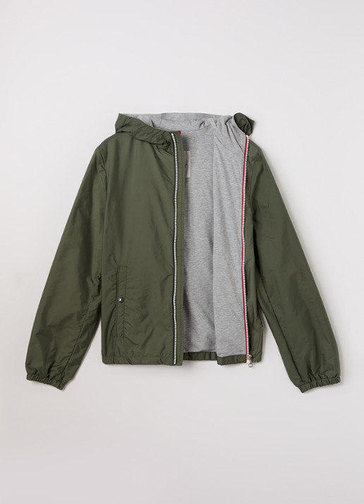 Moncler New Urville regenjack met capuchon - voorkant 3 legergroen