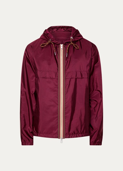 Moncler Nidge windjack met capuchon en steekzakken - voorkant aubergine