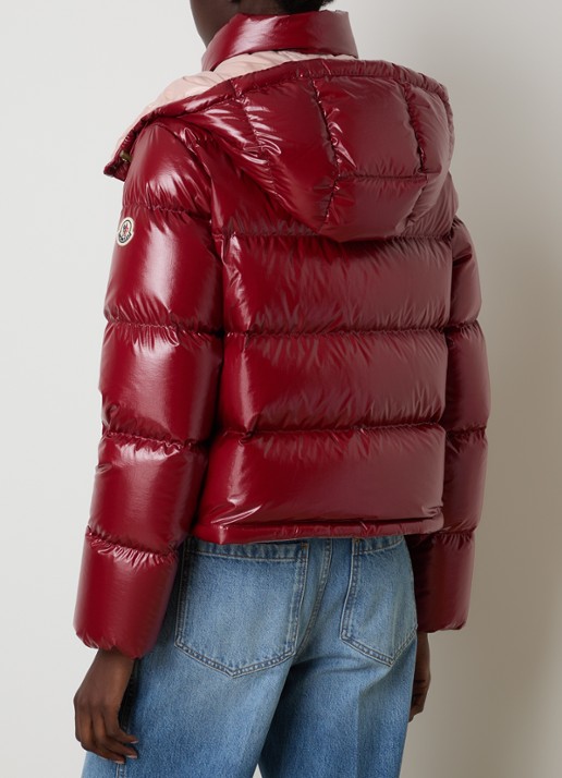 Moncler Niveole cropped puffer jack met donsvulling en afneembare capuchon - achterkant 4 kersenrood