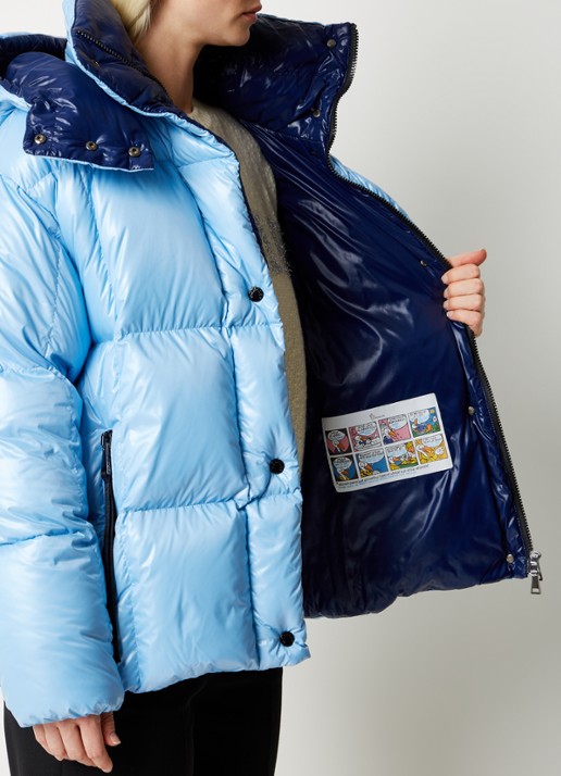 Moncler Parana puffer jack met donsvulling en afneembare capuchon - detail 4 lichtblauw