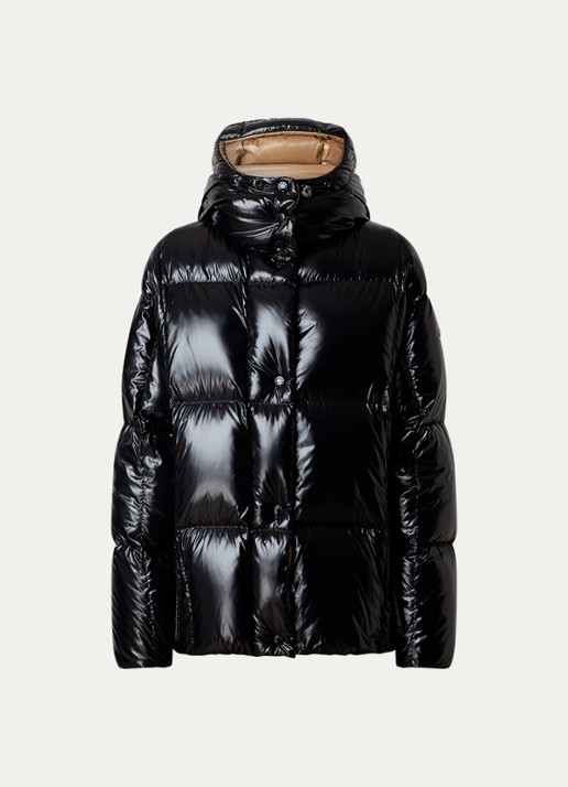 Moncler Parana puffer jack met donsvulling en afneembare capuchon - voorkant 4 zwart