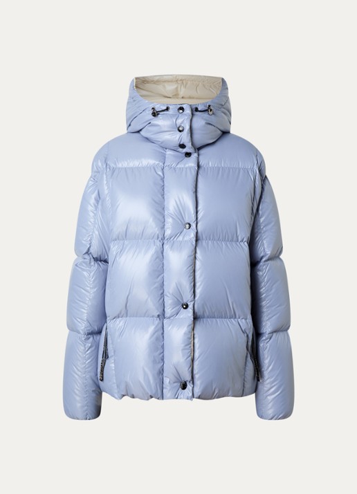 Moncler Parana puffer jack met donsvulling en afneembare capuchon - voorkant 4 blauw