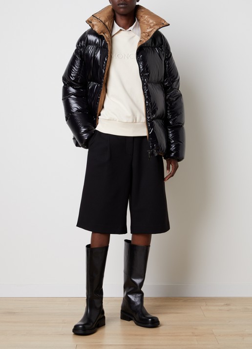 Moncler Parana puffer jack met donsvulling en ritszakken - voorkant 2 zwart