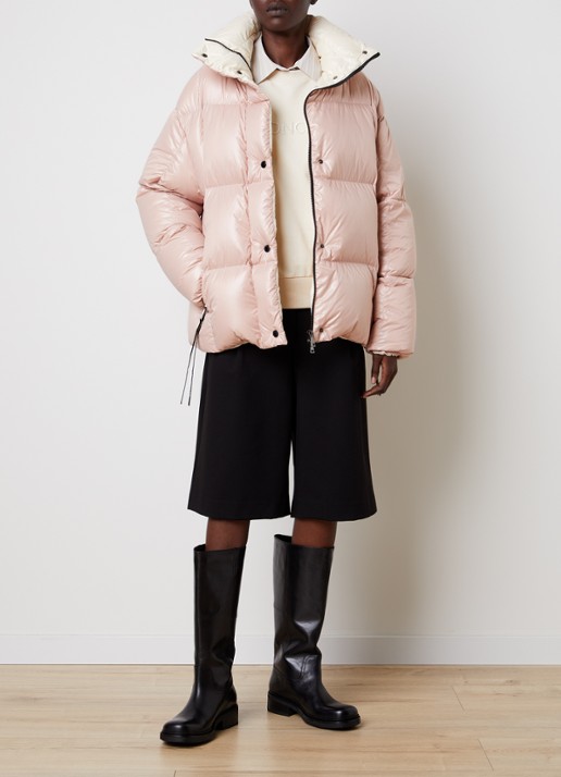 Moncler Parana puffer jack met donsvulling en ritszakken - voorkant 2 roze