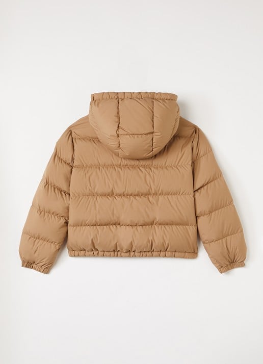 Moncler Phelanta pufferjack met donsvulling en klepzakken - achterkant cognac