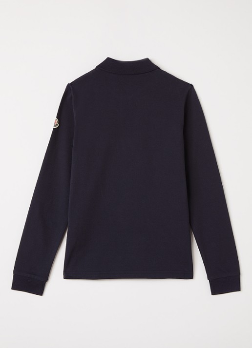 Moncler Polo met logoborduring - voorkant 2 donkerblauw