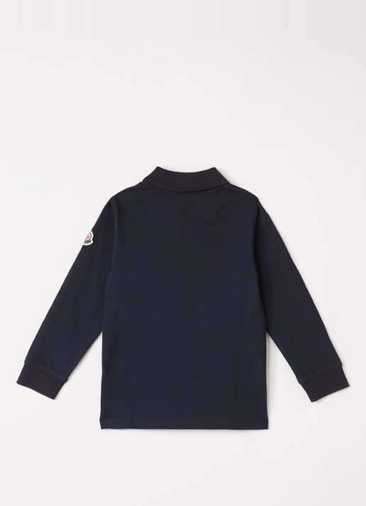 Moncler Polo van piqué katoen met logo - voorkant 2 donkerblauw