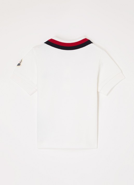 Moncler Polo van piqué katoen met logoborduring - voorkant 2 wit
