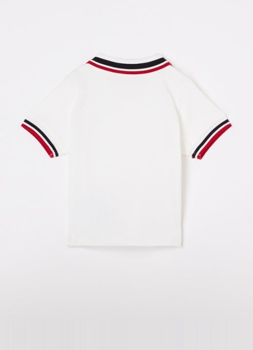 Moncler Polo van piqué katoen met logoborduring - voorkant 2 wit