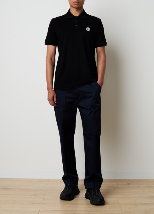 Moncler Polo van piqué katoen - voorkant 2 zwart
