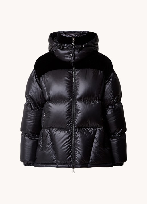 Moncler Puffer jack met donsvulling en details van fluweel - voorkant 4 zwart