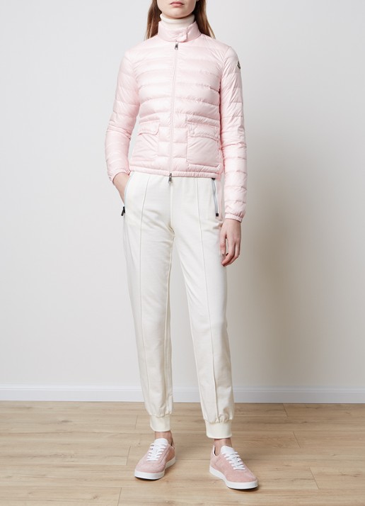 Moncler Puffer jack met donsvulling en klepzakken - voorkant 2 roze