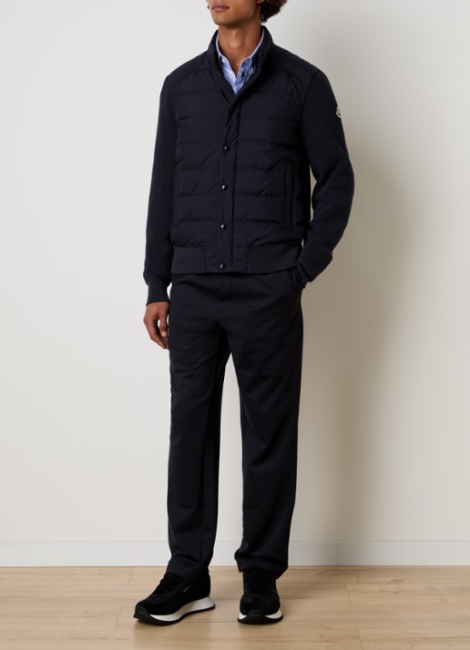Moncler Puffer jack met donsvulling en ritszakken - voorkant 6 donkerblauw