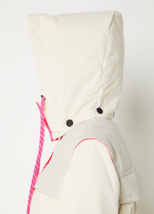 Moncler Puffer jack van corduroy met afneembare mouwen en capuchon - detail 3 gebroken wit