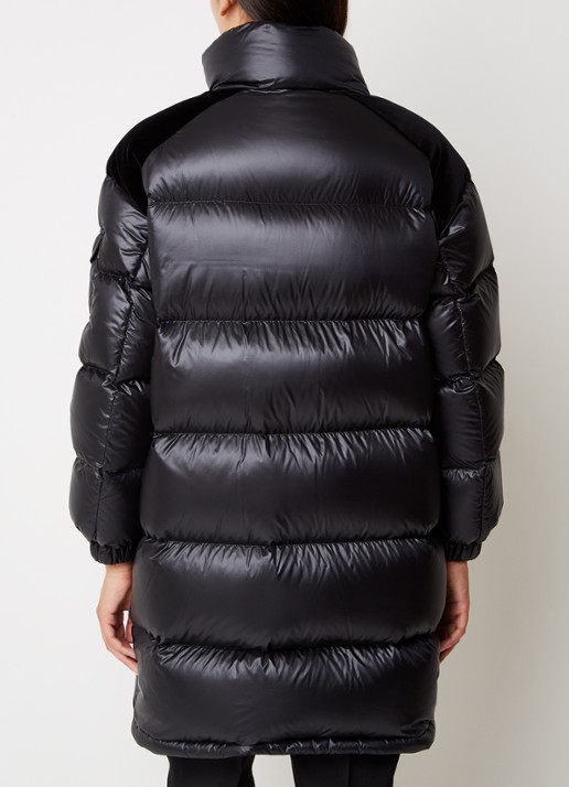Moncler Puffer jas met donsvulling en details van fluweel - achterkant zwart