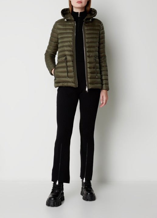 Moncler Raie puffer jack met donsvulling en steekzakken - voorkant 6 donkergroen