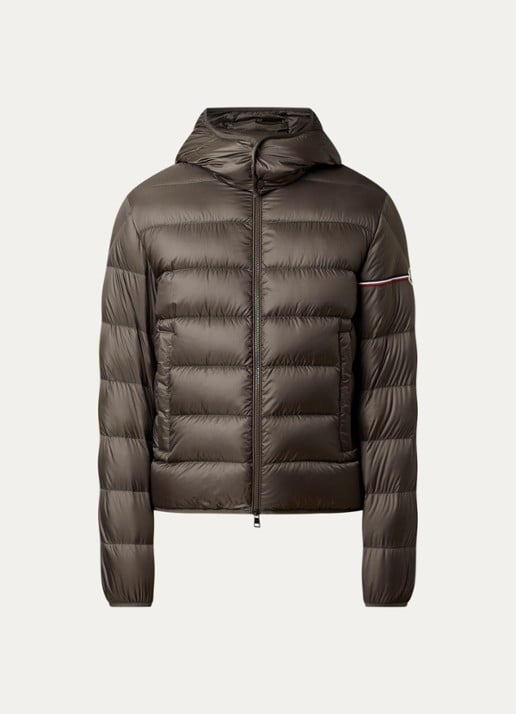 Moncler Ravenlock puffer jack met donsvulling en afneembare capuchon - voorkant 5 bronsgroen