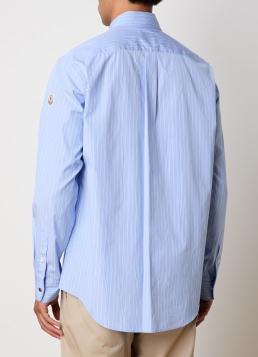 Moncler Regular fit overhemd met streepdessin  - achterkant staalblauw
