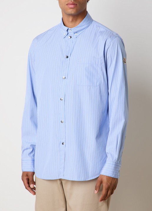Moncler Regular fit overhemd met streepdessin  - detail 2 staalblauw