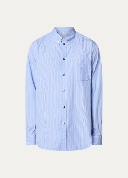 Moncler Regular fit overhemd met streepdessin  - voorkant 4 staalblauw