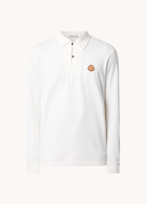 Moncler Regular fit polo met logo - voorkant 2 gebroken wit