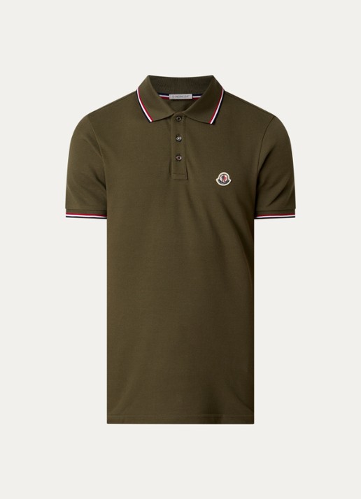 Moncler Regular fit polo met logo - voorkant 4 bronsgroen