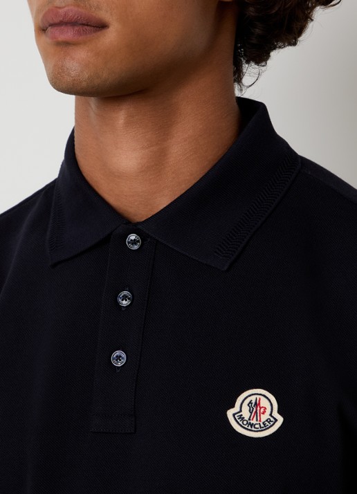 Moncler Regular fit polo met logo - detail 3 donkerblauw