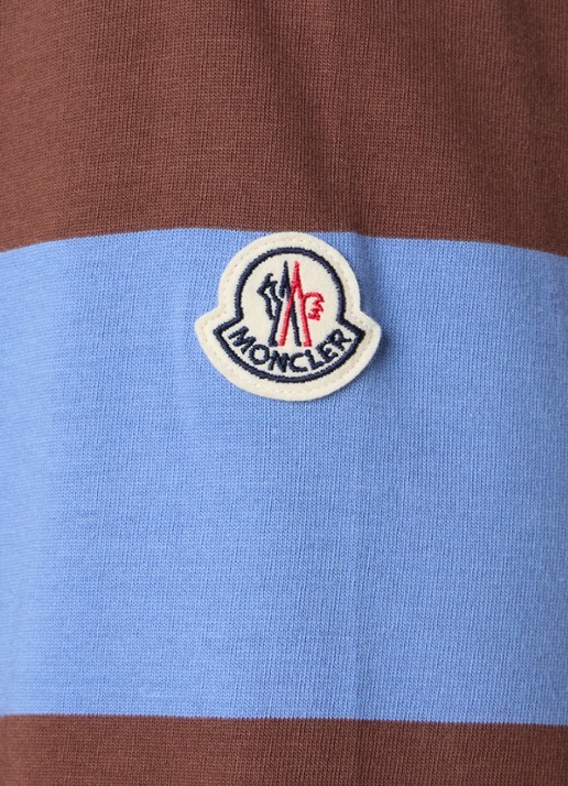 Moncler Regular fit polo met streepprint - detail 3 blauw