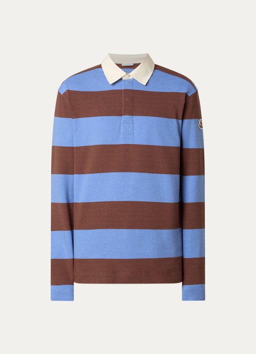 Moncler Regular fit polo met streepprint - voorkant 4 blauw