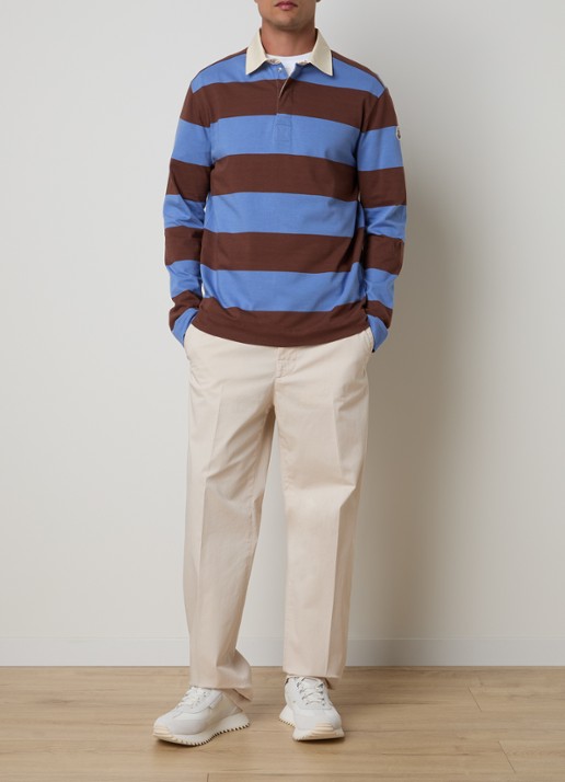 Moncler Regular fit polo met streepprint - voorkant 5 blauw