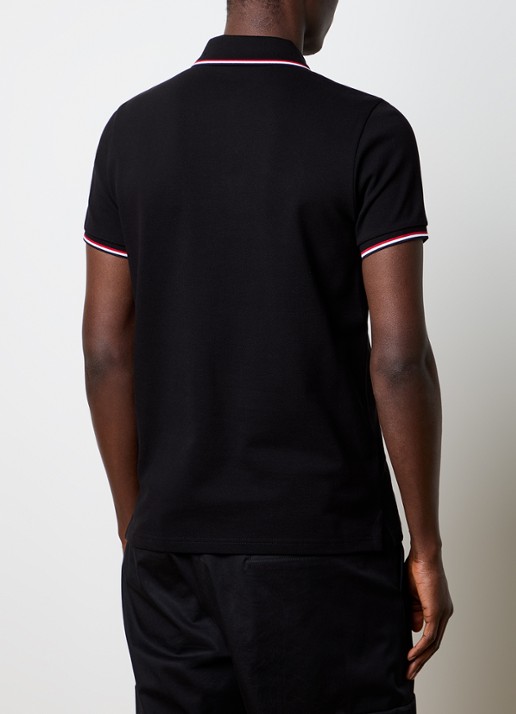 Moncler Regular fit polo van piqué katoen met logo - achterkant zwart