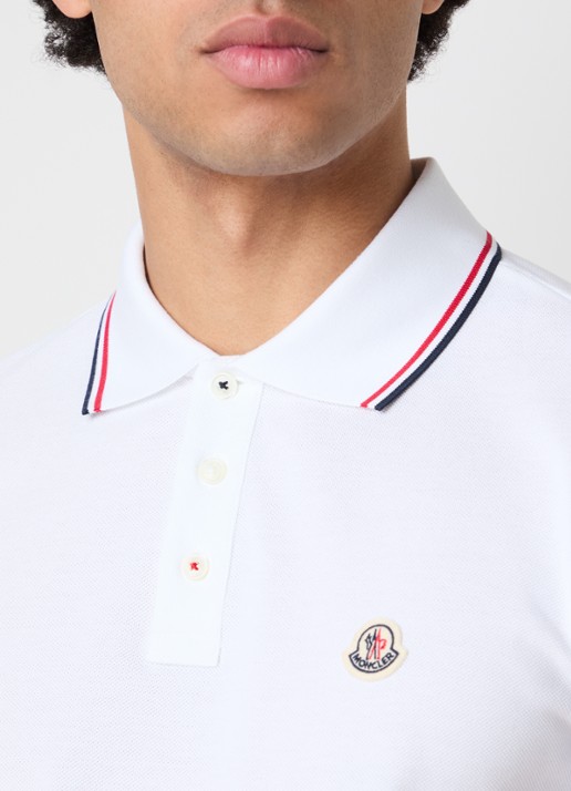 Moncler Regular fit polo van piqué katoen met logo - detail 5 wit