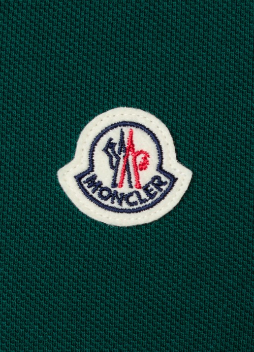 Moncler Regular fit polo van piqué katoen met logo - detail 4 donkergroen