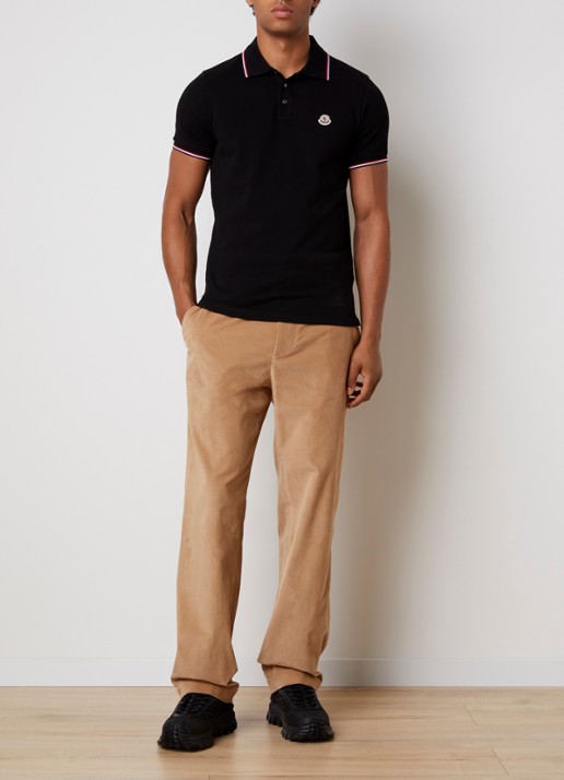 Moncler Regular fit polo van piqué katoen met logo - voorkant 3 zwart