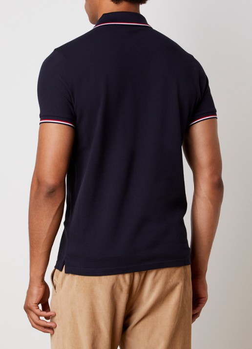 Moncler Regular fit polo van piqué katoen met logo - achterkant 5 donkerblauw