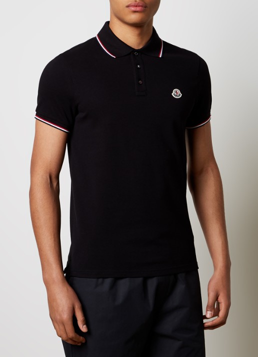 Moncler Regular fit polo van piqué katoen met logoborduring - detail 4 zwart