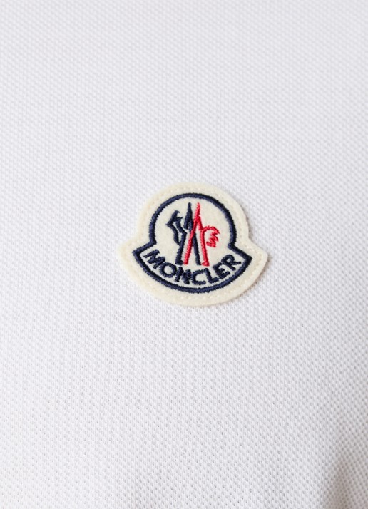 Moncler Regular fit polo van piqué katoen met logoborduring - detail 5 wit