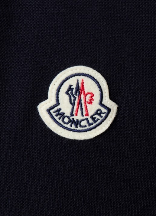 Moncler Regular fit polo van piqué katoen met logoborduring - detail 5 donkerblauw