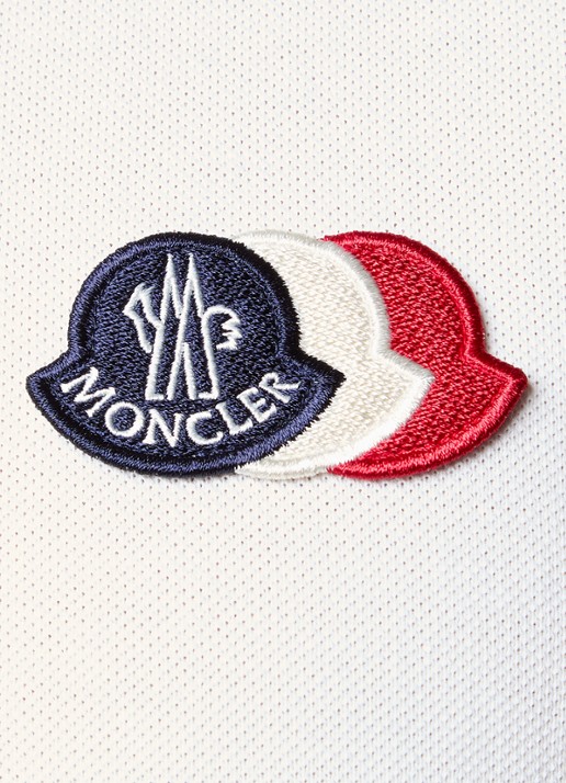 Moncler Regular fit polo van piqué katoen met logoborduring - detail 5 wit