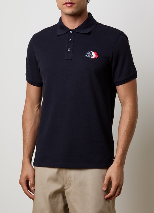 Moncler Regular fit polo van piqué katoen met logoborduring