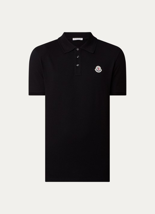 Moncler Regular fit polo van piqué katoen - voorkant 4 zwart