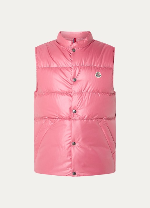 Moncler Restigo gewatteerde bodywarmer met donsvulling - voorkant donkerroze