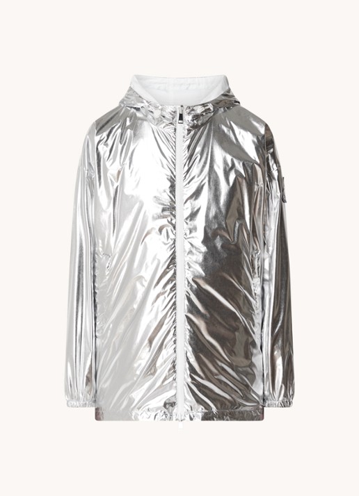 Moncler Reversible parka met capuchon en metallic finish - voorkant 5 zilver